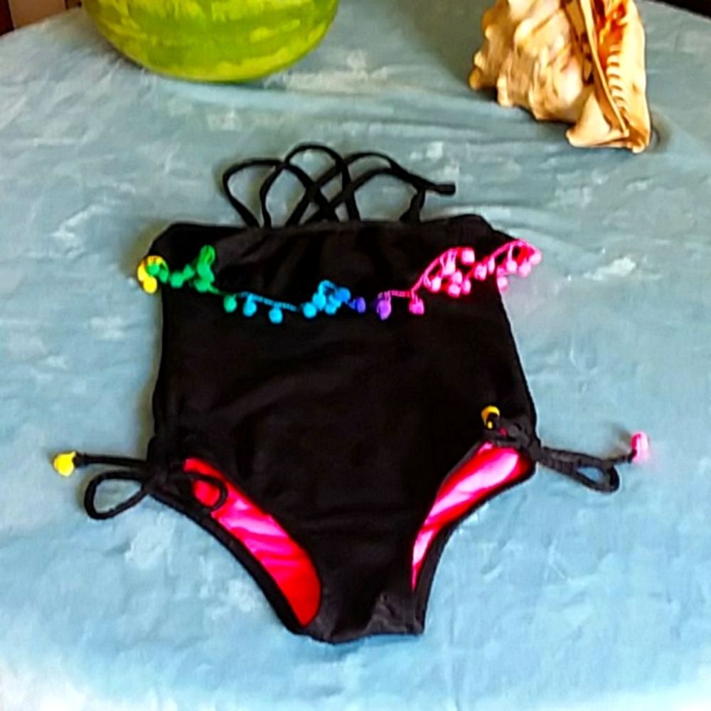 Girls black Swimsuit 1pc never worn